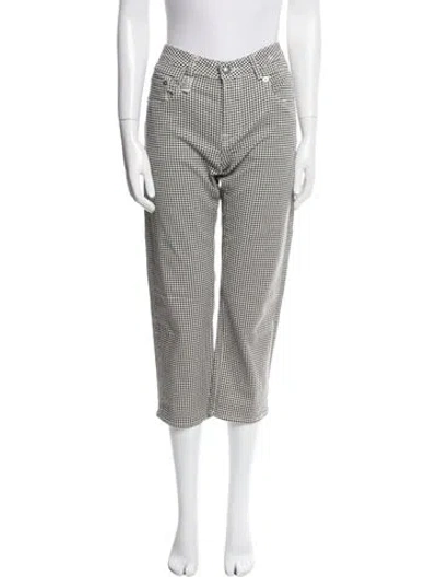 Pre-owned R13 Houndstooth Print Straight Leg Pants In White