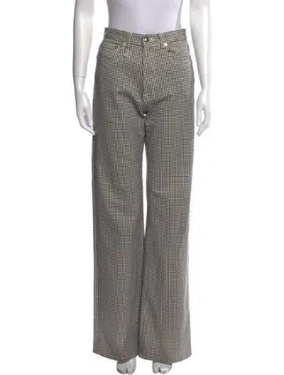 Pre-owned R13 Houndstooth Print Wide Leg Pants In Gray