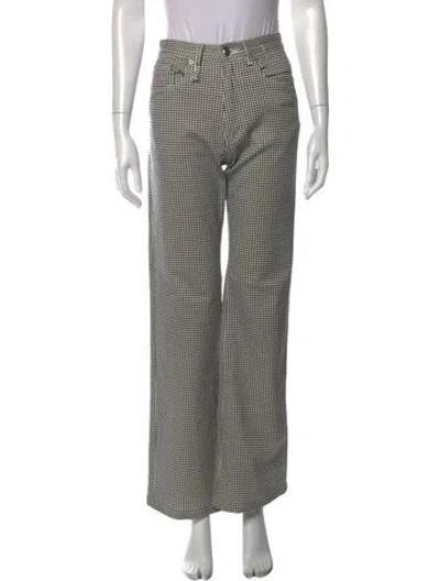 Pre-owned R13 Houndstooth Print Wide Leg Pants In Grey