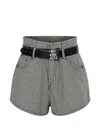 R13 Houndstooth-pattern Belted Shorts In Gray