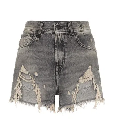 R13 Imitation Old Denim Shorts In Black