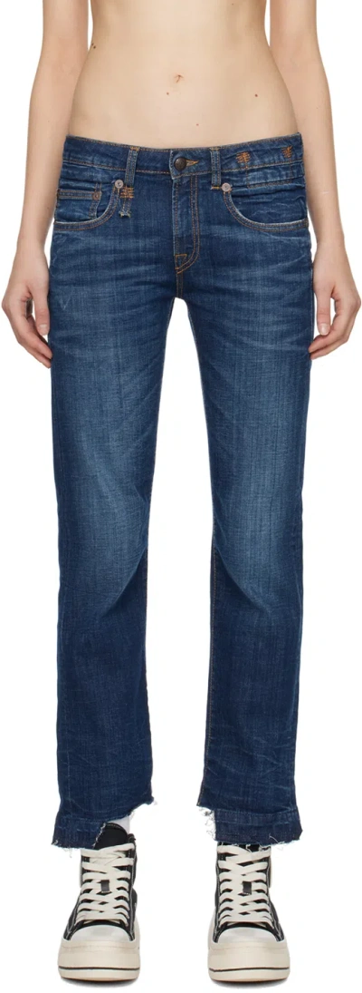 R13 Indigo Boy Straight Jeans In Howell Indigo