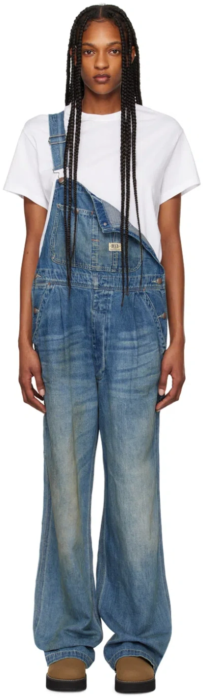 R13 Indigo Damon Denim Overalls In Weber Linen Indigo