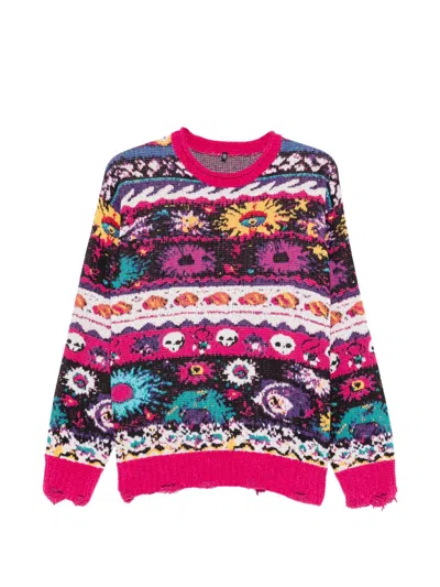 R13 Jacquard Boyfriend Sweater In Pink