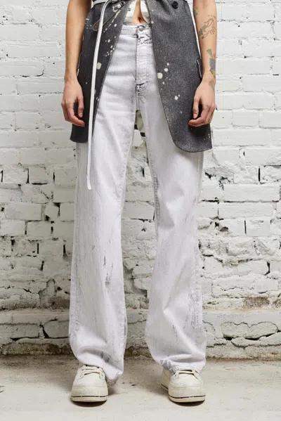 R13 Jane Crackled-effect High Waist Wide-leg Jeans In Gray