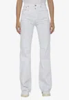R13 Jane Crackled-effect High Waist Wide-leg Jeans In White