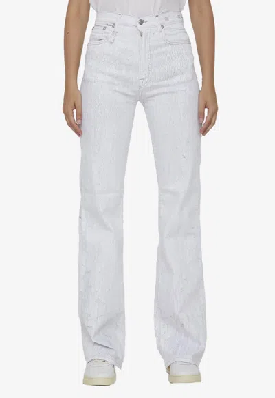 R13 Jane Crackled-effect Jeans In White