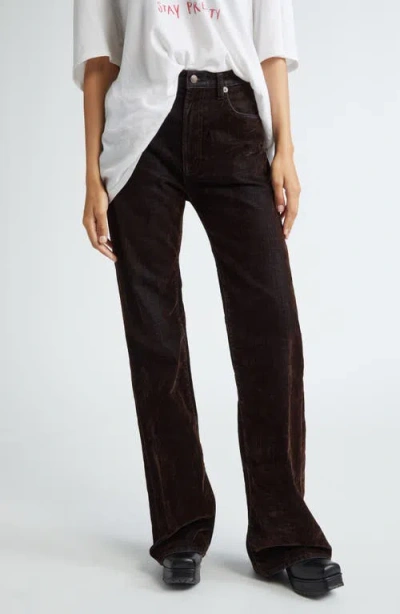 R13 Jane Straight Leg In Flocked Brown