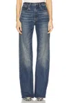 R13 Jane Straight Leg In Mire Blue Stretch