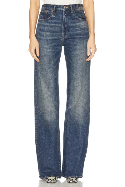 R13 Jane Straight Leg In Mire Blue Stretch