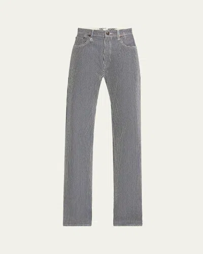 R13 Jane Stripe Lace-back Jeans In Rinse Indigo Railroad