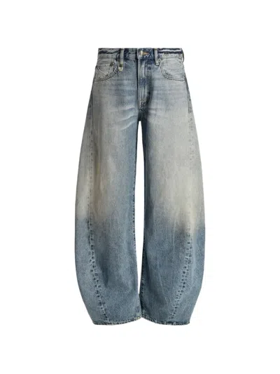 R13 Janine Curved-leg Jeans In Blue