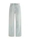 R13 Damon Pleated Denim Trousers In Blue