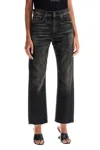 R13 Distressed Fray Hem Stretch Boyfriend Jeans