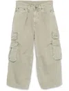 R13 Green Cropped Multi Pocket Cargo Jeans In Olive Green Garment Dye