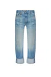 R13 Distressed-edge Straight-leg Jeans In Blue