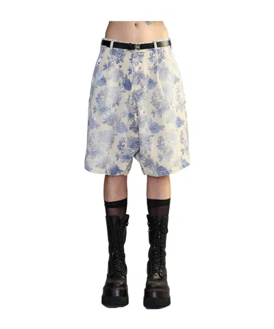 R13 Jesse Floral-print Pleated Shorts In Blue