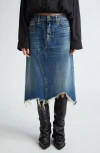 R13 Jesse Distressed Denim Midi Skirt In Garnet Blue