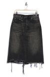 R13 Jesse Raw Hem Midi Denim Skirt In Multi