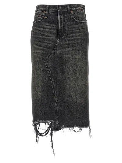 R13 Black Jesse Denim Midi Skirt