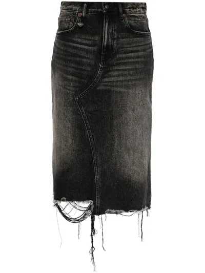 R13 Black Jesse Denim Midi Skirt