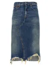 R13 Jesse Distressed Denim Midi Skirt In Blue