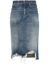 R13 Jesse Distressed Denim Midi Skirt In Blue