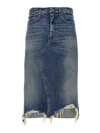 R13 Jesse Distressed Denim Midi Skirt In Blue