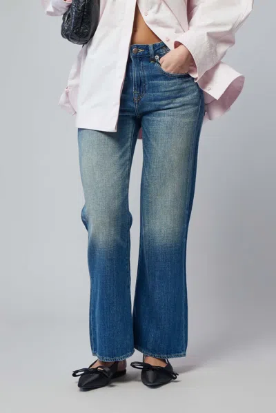 R13 Joan Cropped Flare Jean In Blue
