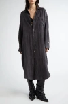 R13 Jumbo Long Sleeve Shirtdress In Black