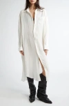 R13 Jumbo Long Sleeve Shirtdress In White