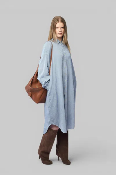 R13 Jumbo Shirt Dress In Blue