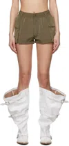 R13 Khaki 2-way Pockets Shorts In Olive