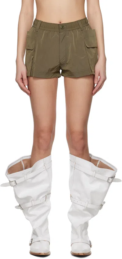 R13 Khaki 2-way Pockets Shorts In Olive