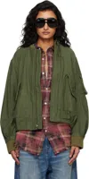 R13 Bubble Pocket Bomber Jacket In Green