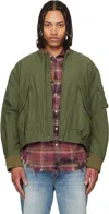 R13 Khaki Bubble Bomber Jacket In Green
