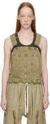 R13 Khaki Damon Denim Tank Top In Khaki Garment Dye