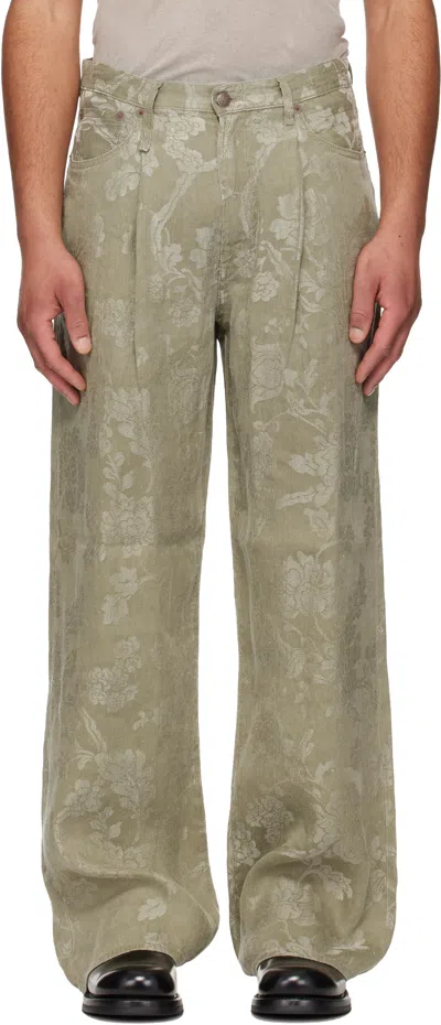 R13 Khaki Damon Pleated Trousers In Green