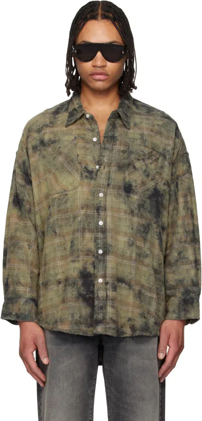 R13 Khaki Drop Neck Work Shirt