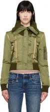 R13 Khaki High Neck Shrunken N2b Bomber Jacket In Olive
