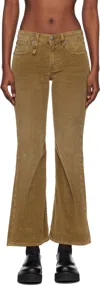 R13 Khaki Joan Kick Flare Jeans In Brown