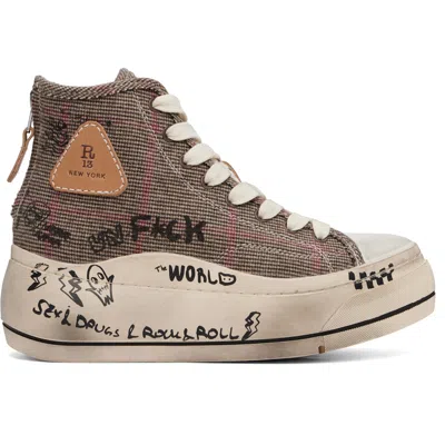 R13 Khaki Kurt High Top Sneakers In Brown