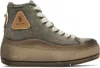 R13 Khaki Kurt High Top Sneakers In Washed Olive