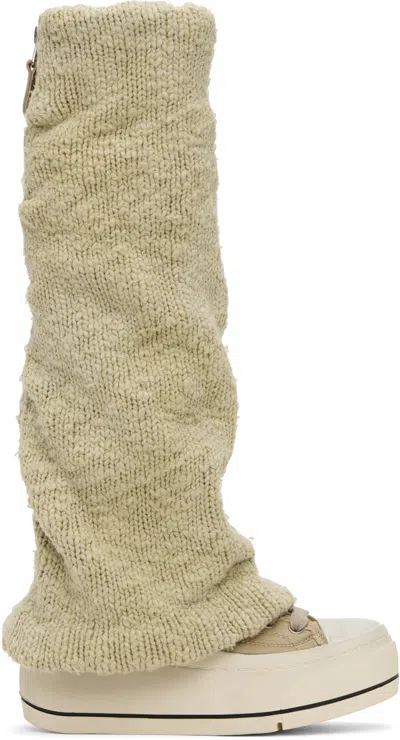R13 Khaki Kurt High Top Warmer Sneakers In Light Khaki Plain Knit