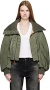 R13 Oversized Padded Flight Jacket Olive Green In Green