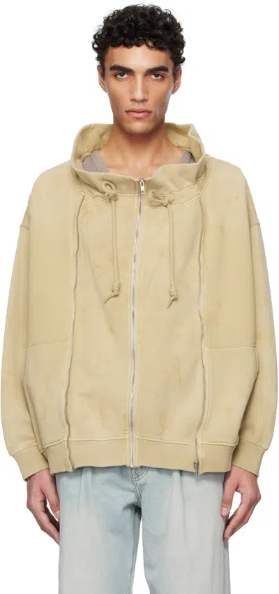 R13 KHAKI PAPERBAG ZIP-UP SWEATSHIRT
