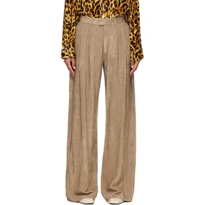 R13 Khaki Pleated Wide Leg Trousers In Dusty Khaki