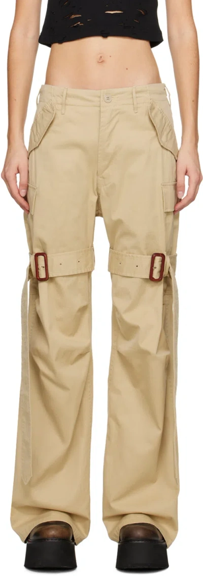 R13 KHAKI TRENCH CARGO PANTS