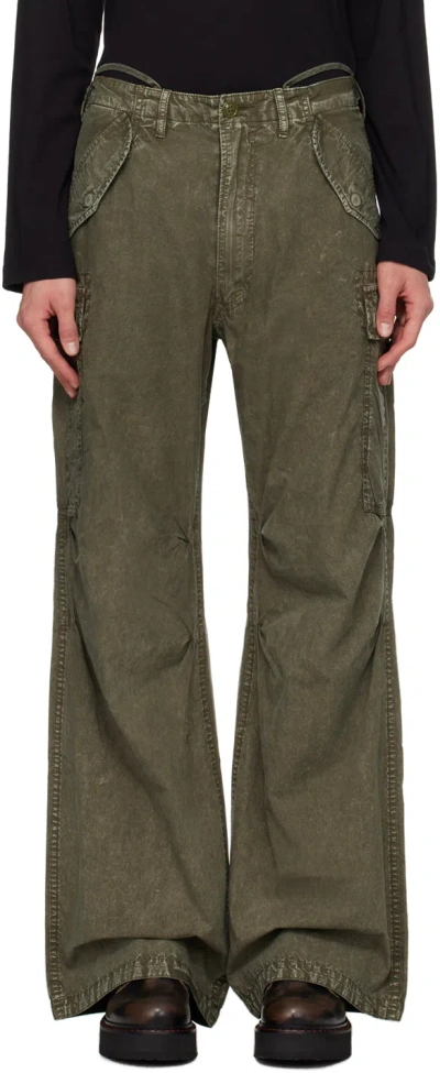 R13 Khaki Wide-leg Trousers In Gd Olive