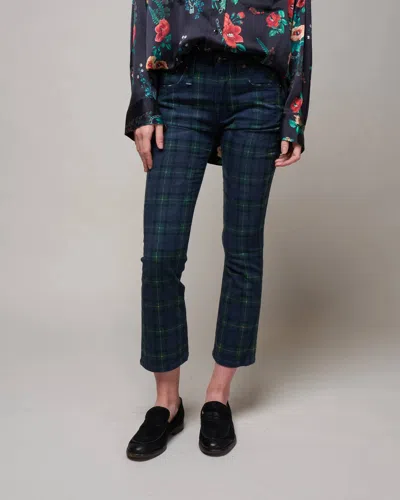 R13 Kick Fit Jean In Printed Tartan In Blue
